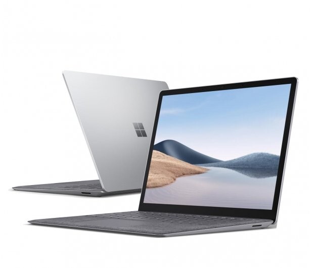 Microsoft Surface Laptop 4 13,5 cala touch/i7-1185G7/16GB/512GB SSD/W10P/2Y/Platinium - przód i tył otwartego laptopa