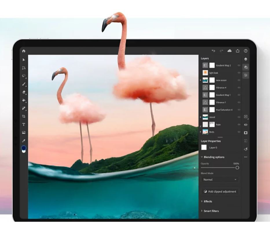Adobe Photoshop program na tablecie