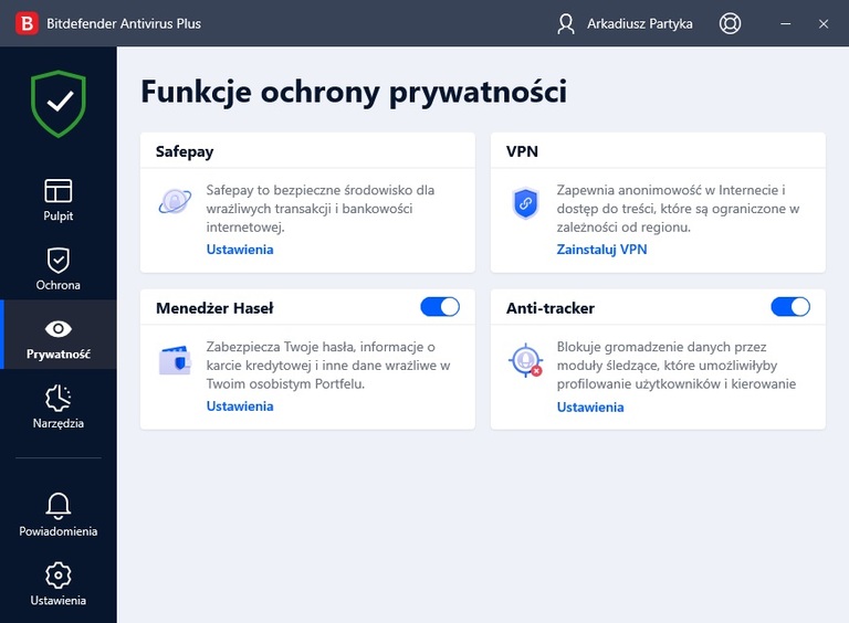 Bitdefender Antivirus Plus - prywatność